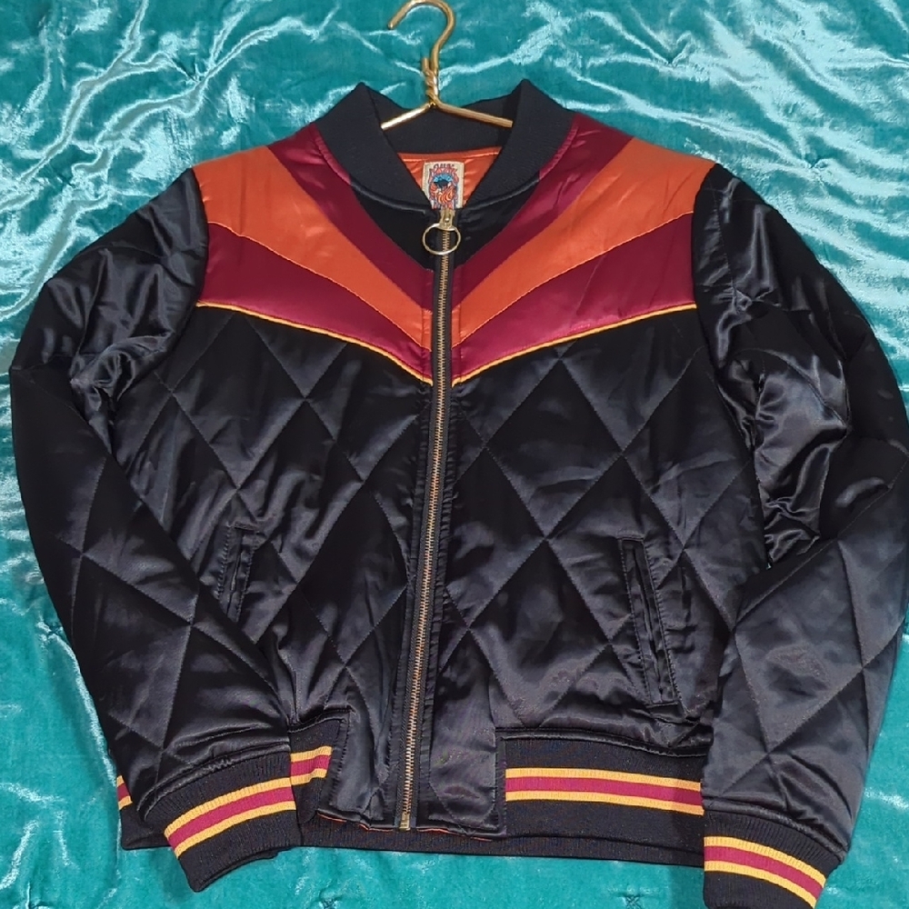 Stylish Black and Orange Bomber Jacket - Picture 2 of 5